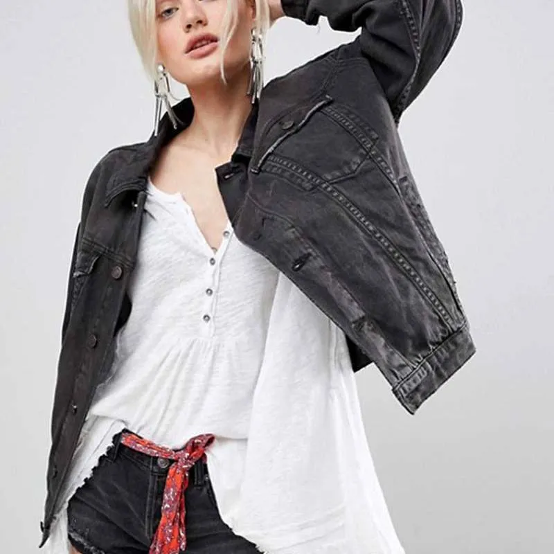 Oversized Boho denim jacket with colorful embroidery on the back sold by Boho Mood product image thumbnail 2