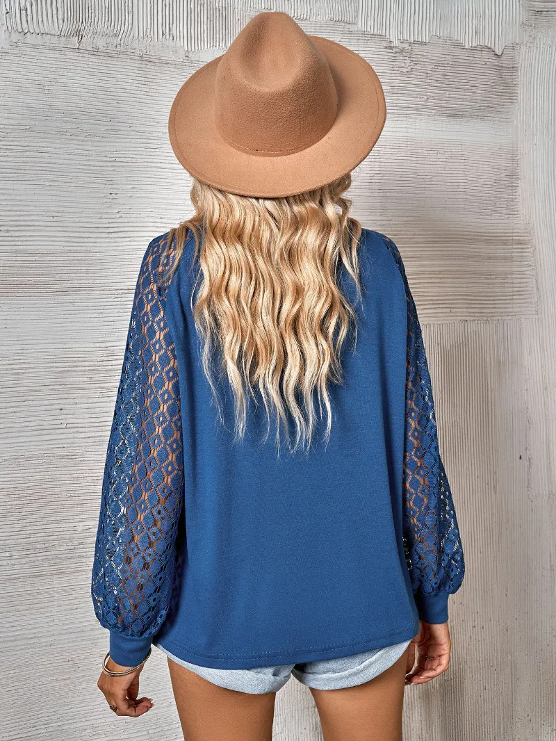 Boho Blouse Openwork Sleeves Blue sold by Boho Mood product image thumbnail 4