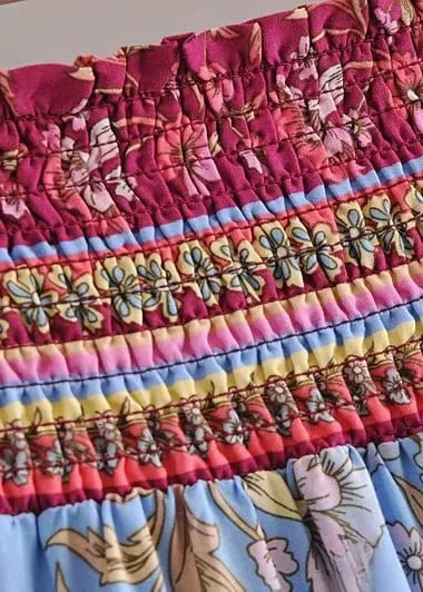 Boho Long flared Skirt with floral pattern elastic waist sold by Boho Mood product image thumbnail 5