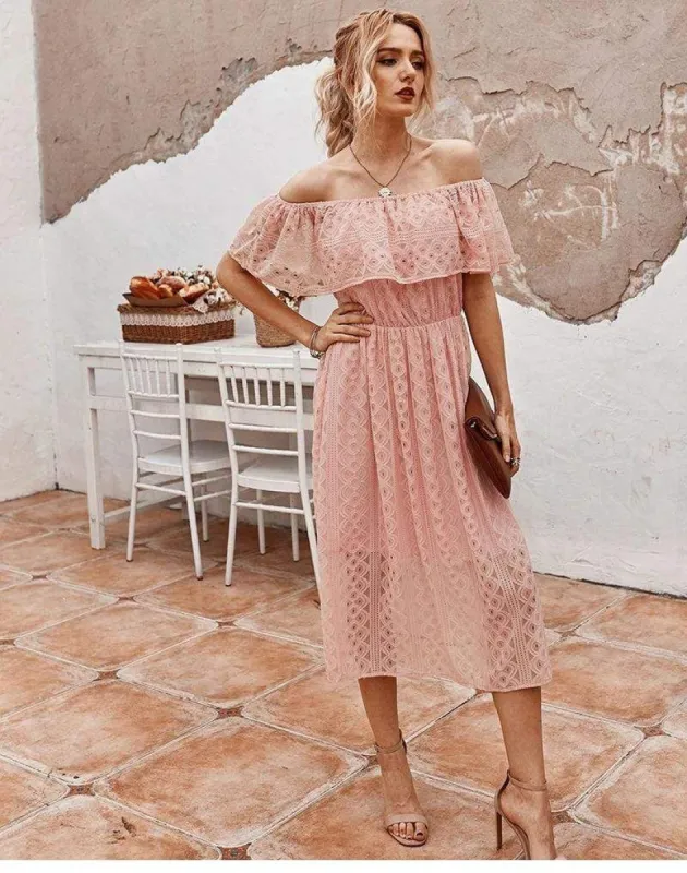 Midi Boho Dress in Power Pink sold by Boho Mood