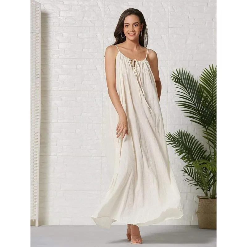 Hippie Bohemian Beige Long Dress sold by Boho Mood