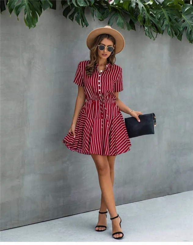 Vintage Boho chic dress with Red Stripes sold by Boho Mood