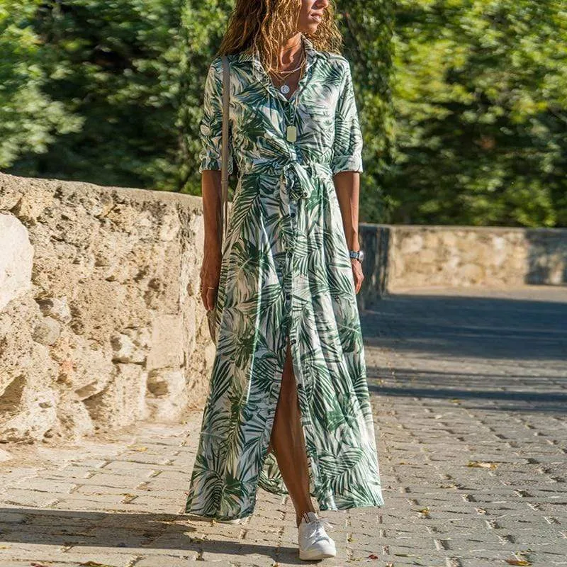 Green Long Sleeve Boho Maxi Dress sold by Boho Mood