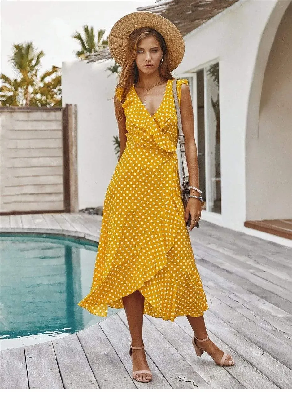 Yellow Boho Long Dress with Polka pots sold by Boho Mood product image thumbnail 5
