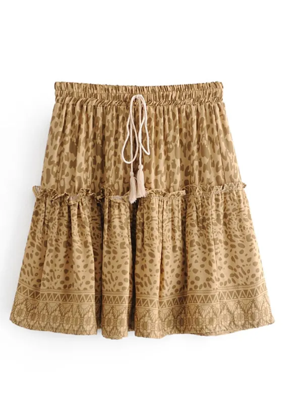 Boho flared Mini Skirt leopart pattern sold by Boho Mood