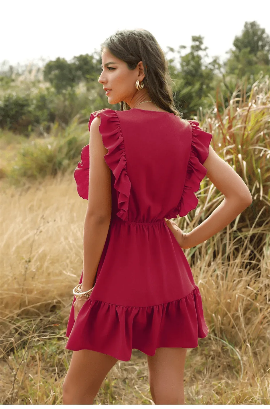 RUFFLED RED MINI HIPPIE DRESS sold by Boho Mood product image thumbnail 2
