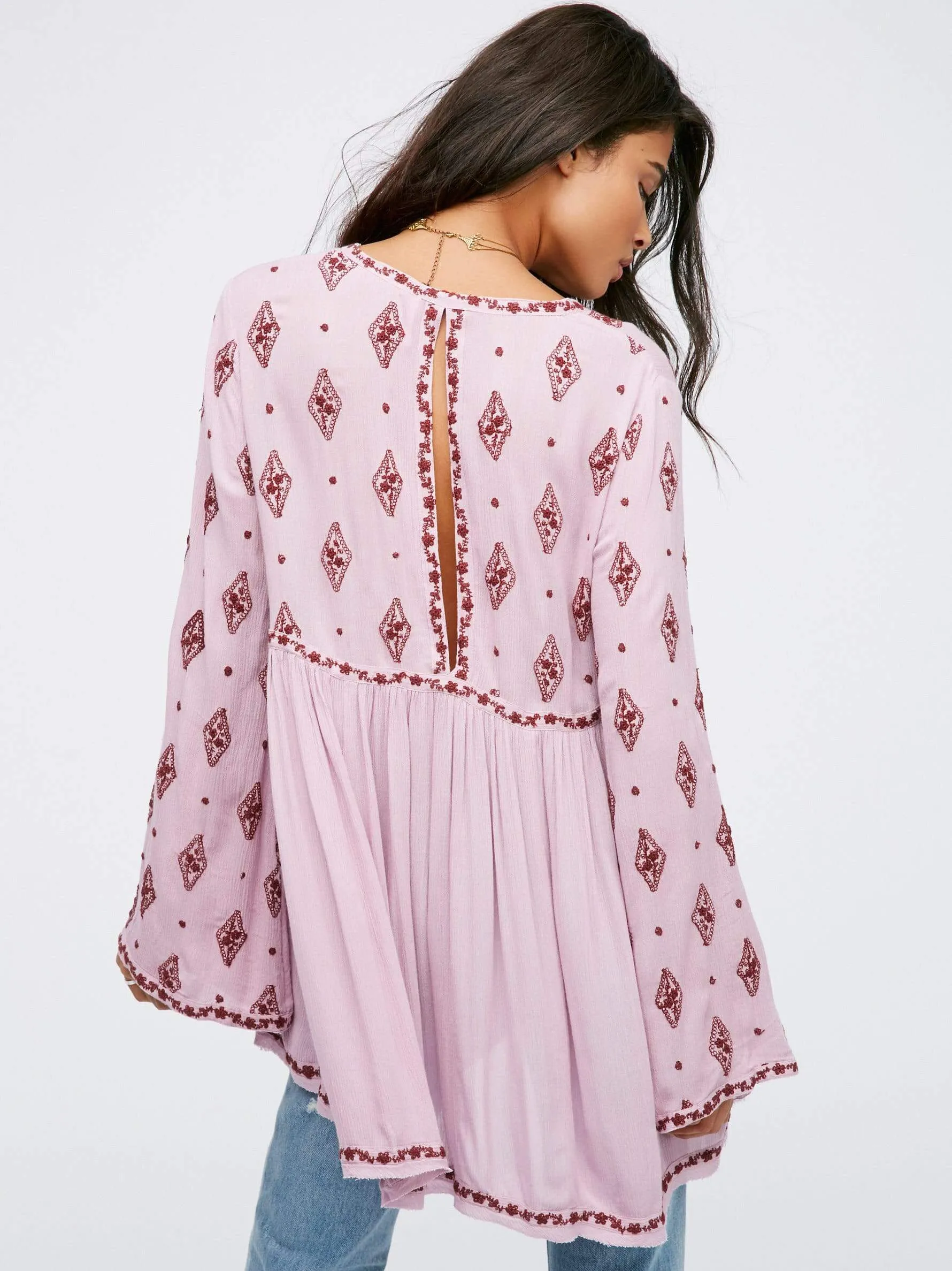Chic Flared Boho Blouse in Light Pink sold by Boho Mood product image thumbnail 2
