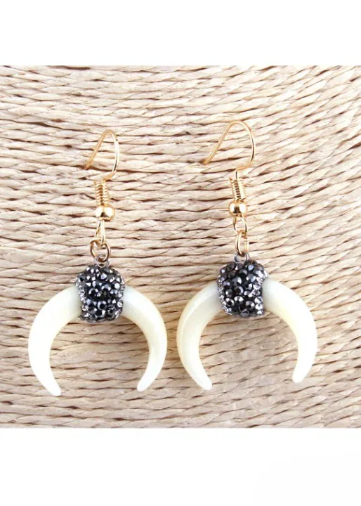 Boho Dangle Earrings - White Horn Moon sold by Boho Mood product image thumbnail 2