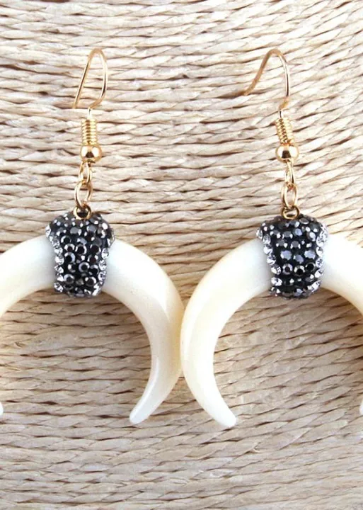 Boho Dangle Earrings - White Horn Moon sold by Boho Mood product image thumbnail 3