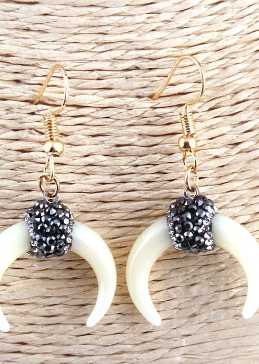 Boho Dangle Earrings - White Horn Moon sold by Boho Mood product image thumbnail 4