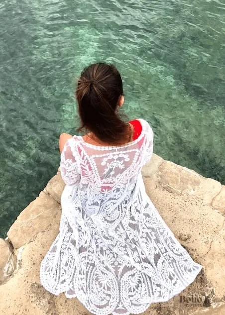 Long White Lace Kimono sold by Boho Mood product image thumbnail 2