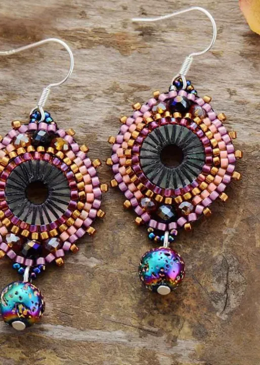 Colorful Boho Dangle Earrings sold by Boho Mood product image thumbnail 4