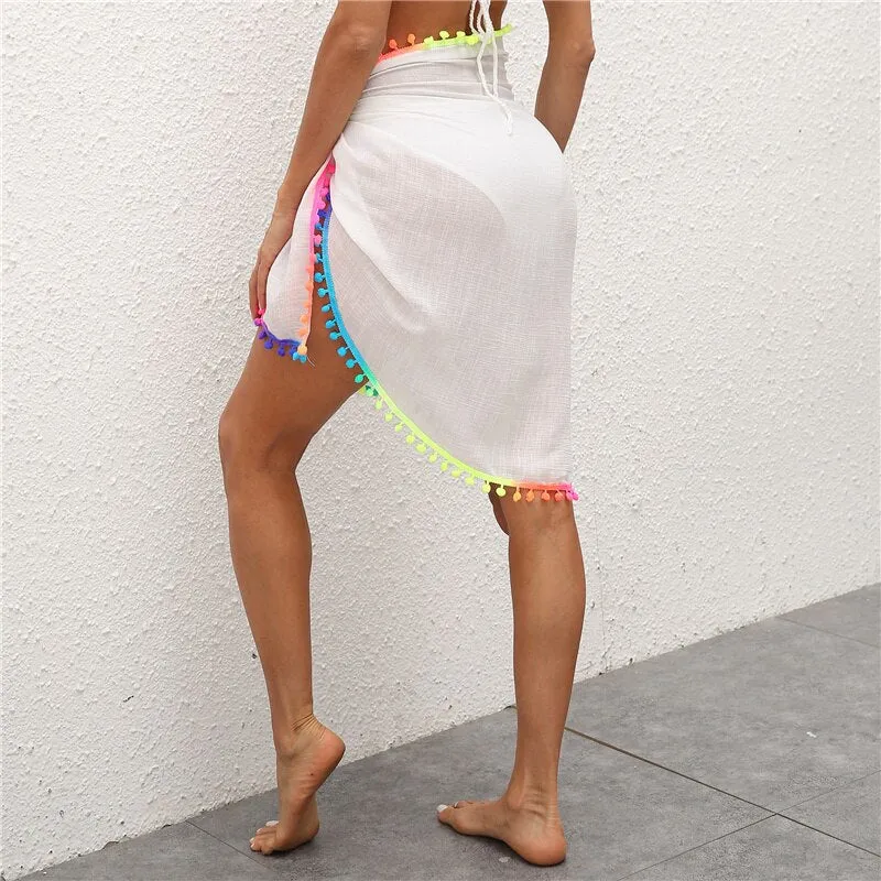 Pareo Cover Up with Pom Poms sold by Boho Mood product image thumbnail 5