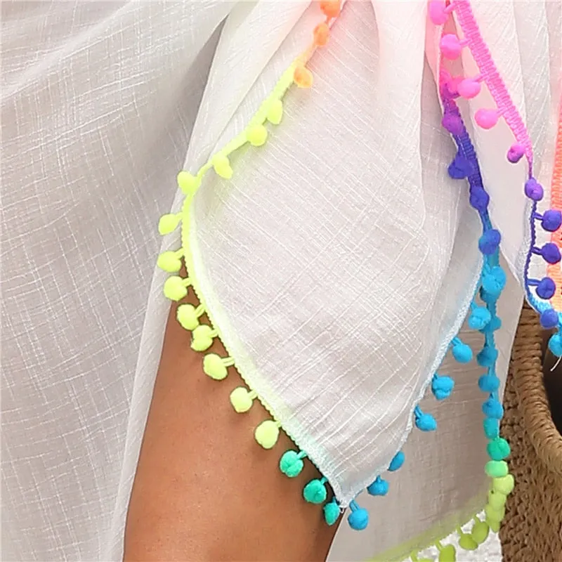 Pareo Cover Up with Pom Poms sold by Boho Mood product image thumbnail 4