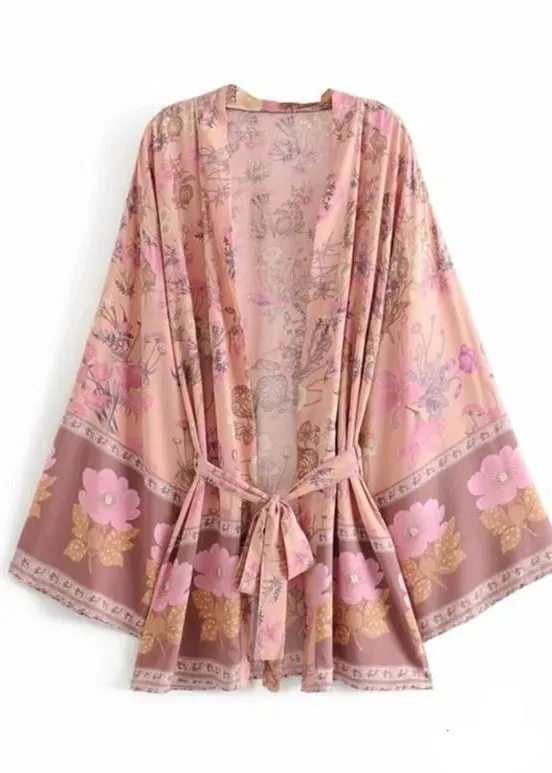 Cute Boho Kimono Pink Floral sold by Boho Mood