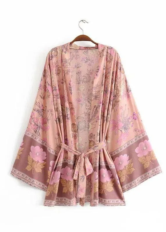 Cute Boho Kimono Pink Floral sold by Boho Mood product image thumbnail 2