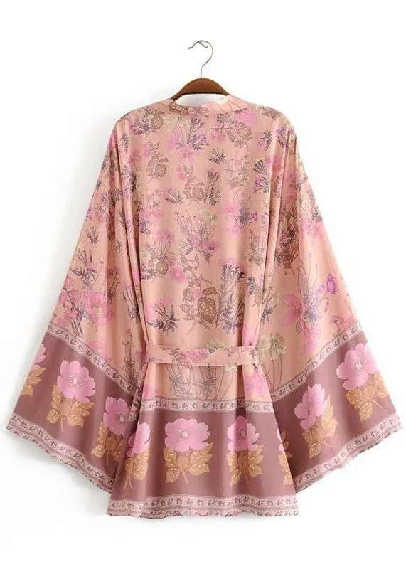 Cute Boho Kimono Pink Floral sold by Boho Mood product image thumbnail 3