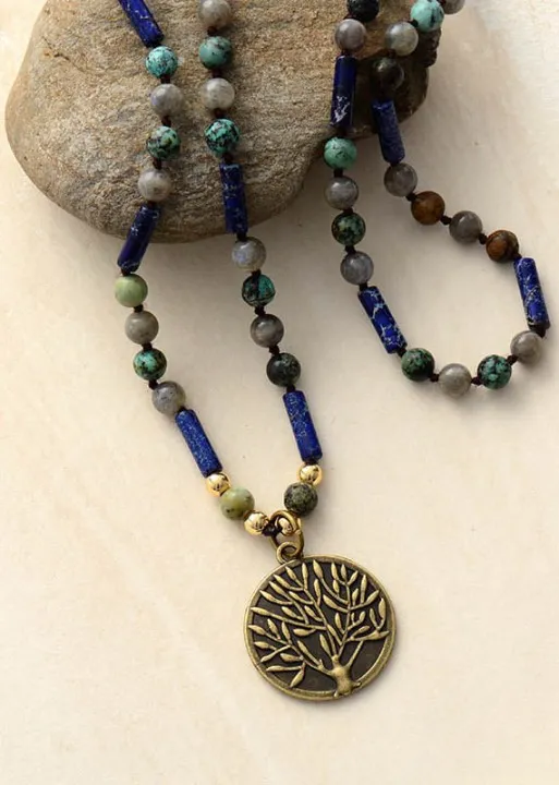 Long Beads Boho Necklace - Tree of Life Pendant sold by Boho Mood product image thumbnail 4