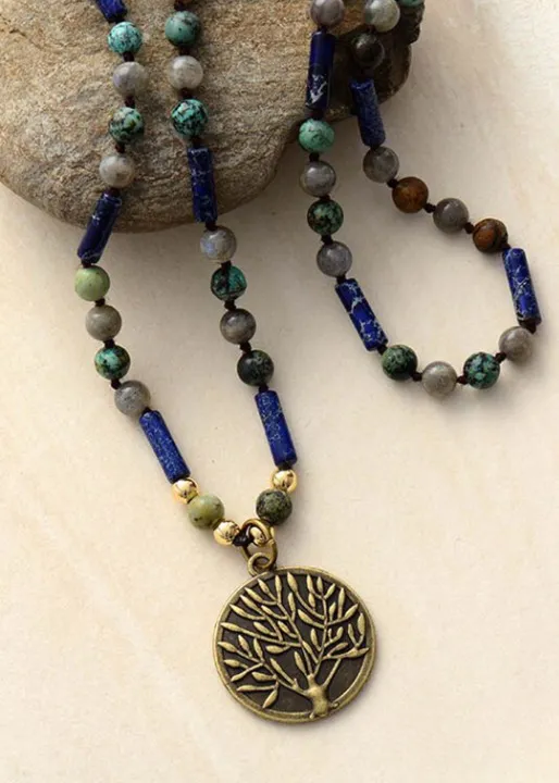 Long Beads Boho Necklace - Tree of Life Pendant sold by Boho Mood product image thumbnail 2