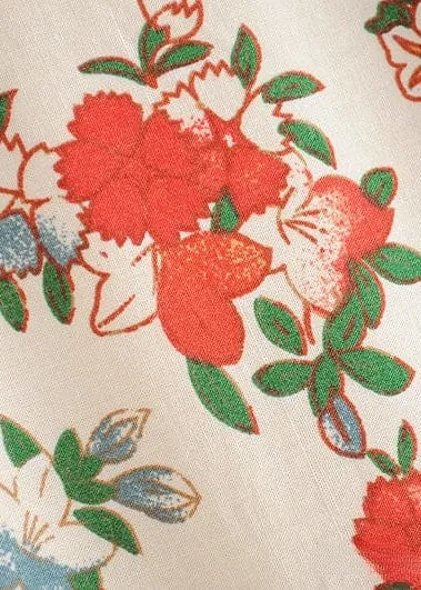 Long Boho Kimono White decorated with flowers sold by Boho Mood product image thumbnail 4