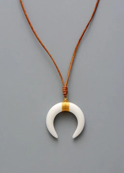 Leather Boho Necklace - Ox Horn Pendant sold by Boho Mood product image thumbnail 3