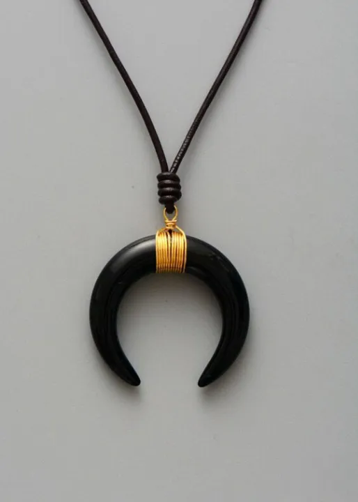 Leather Boho Necklace - Ox Horn Pendant sold by Boho Mood product image thumbnail 4