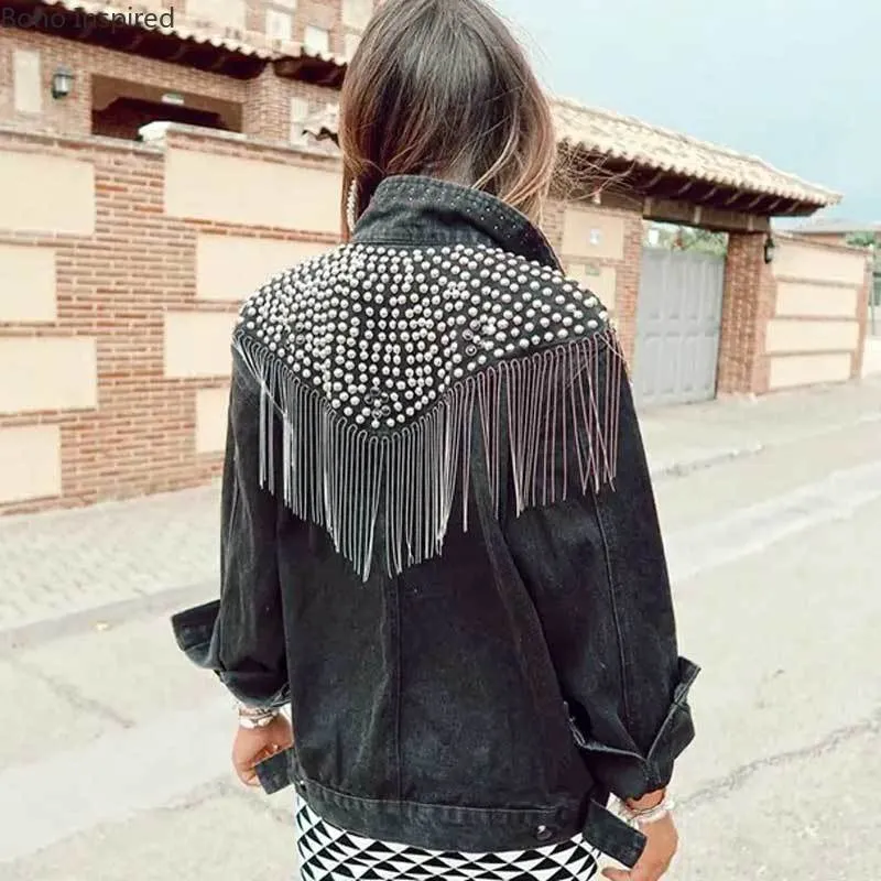 Oversized Denim Boho Fringe Jacket sold by Boho Mood product image thumbnail 2