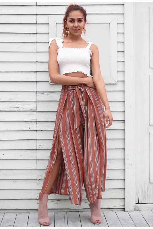 Boho Fluid Striped Red Pants sold by Boho Mood