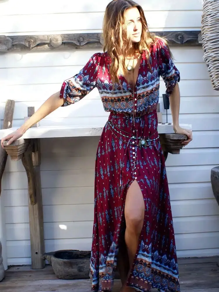 Beach Maxi Dress With Sleeves sold by Boho Mood product image thumbnail 4