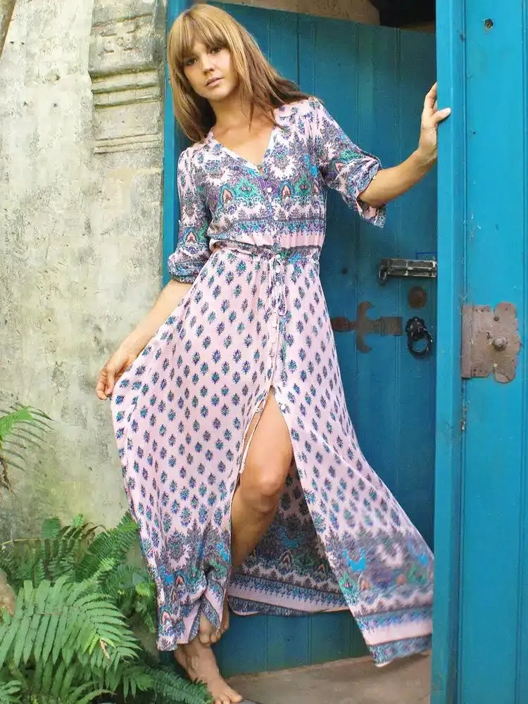 Beach Maxi Dress With Sleeves sold by Boho Mood product image thumbnail 3