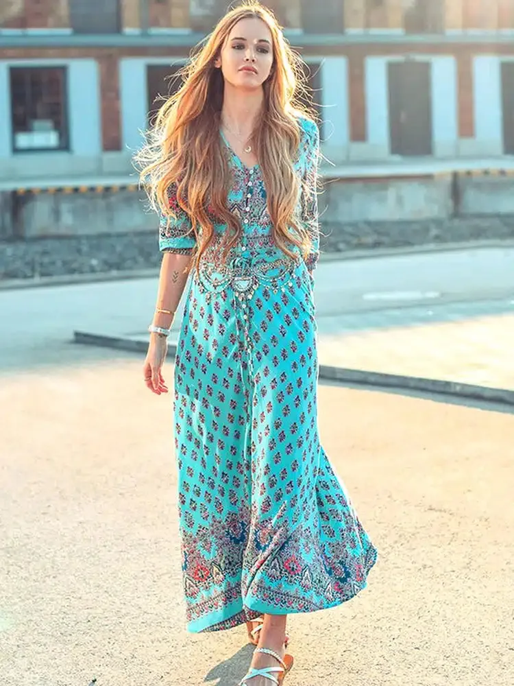 Beach Maxi Dress With Sleeves sold by Boho Mood product image thumbnail 2
