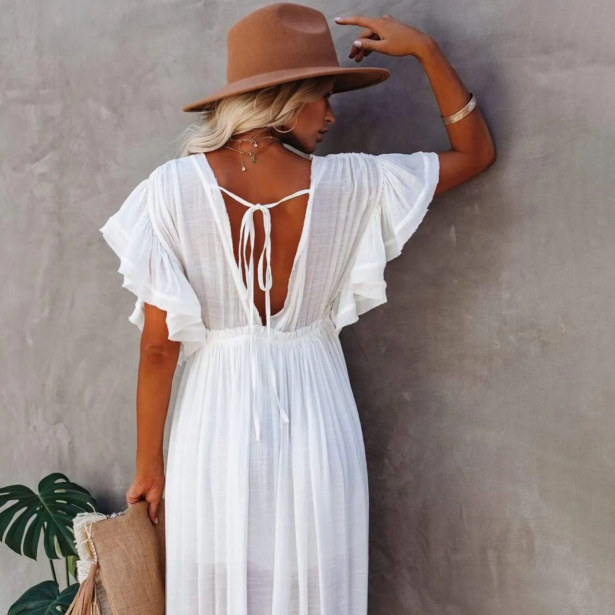 White Beach Boho Dress sold by Boho Mood product image thumbnail 2