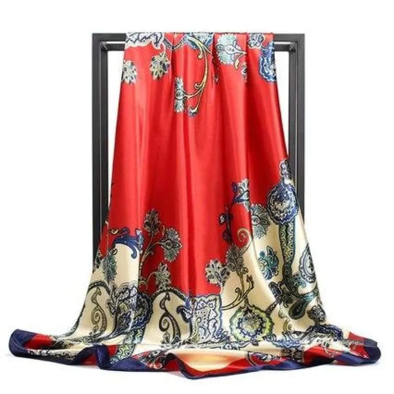 Boho Retro red Scarf with prints sold by Boho Mood