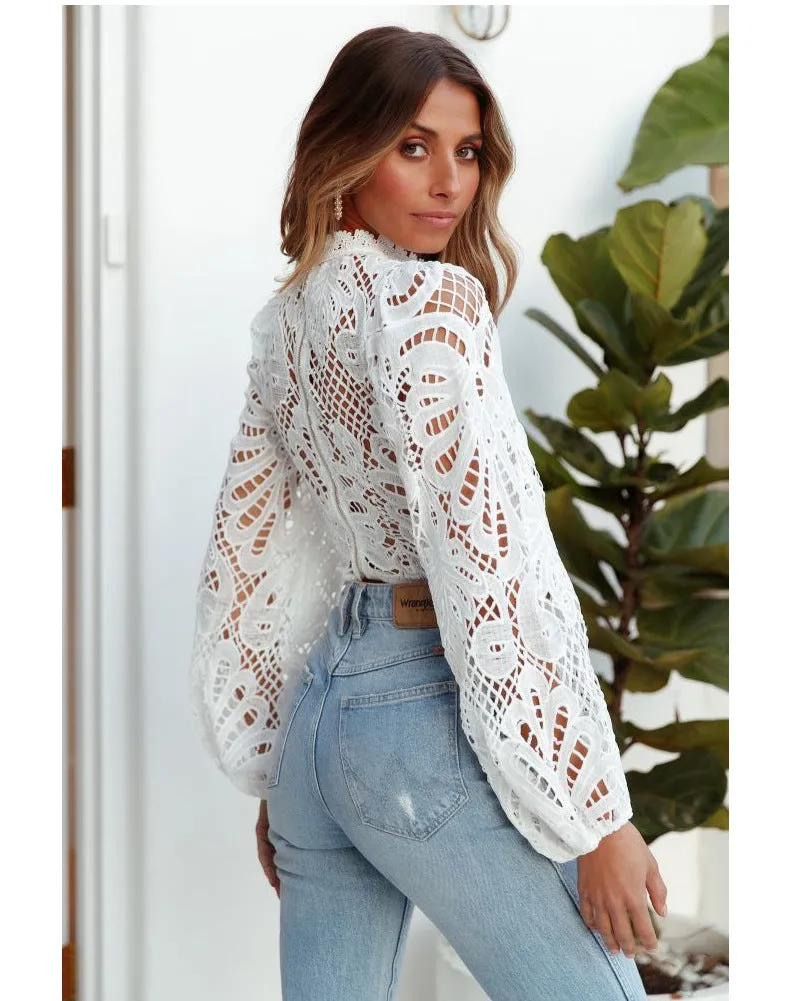 White Lace Cropped Top sold by Boho Mood product image thumbnail 2