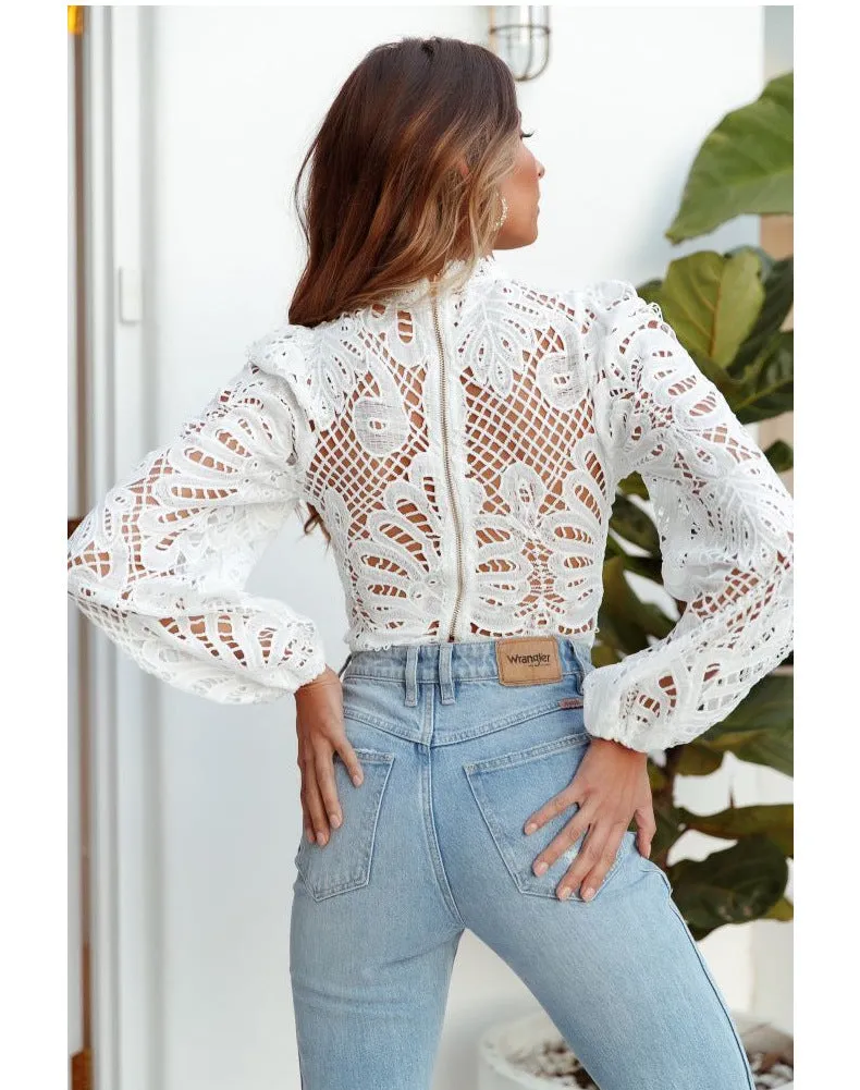 White Lace Cropped Top sold by Boho Mood product image thumbnail 3