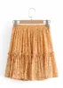 Orange Boho chic mini Skirt with floral pattern sold by Boho Mood