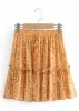 Orange Boho chic mini Skirt with floral pattern sold by Boho Mood