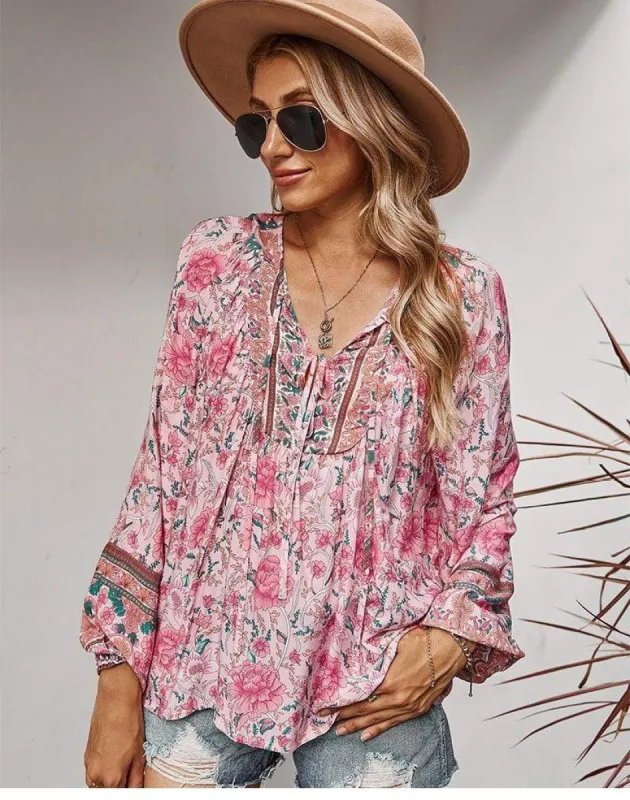 Boho Spring Pink Blouse sold by Boho Mood