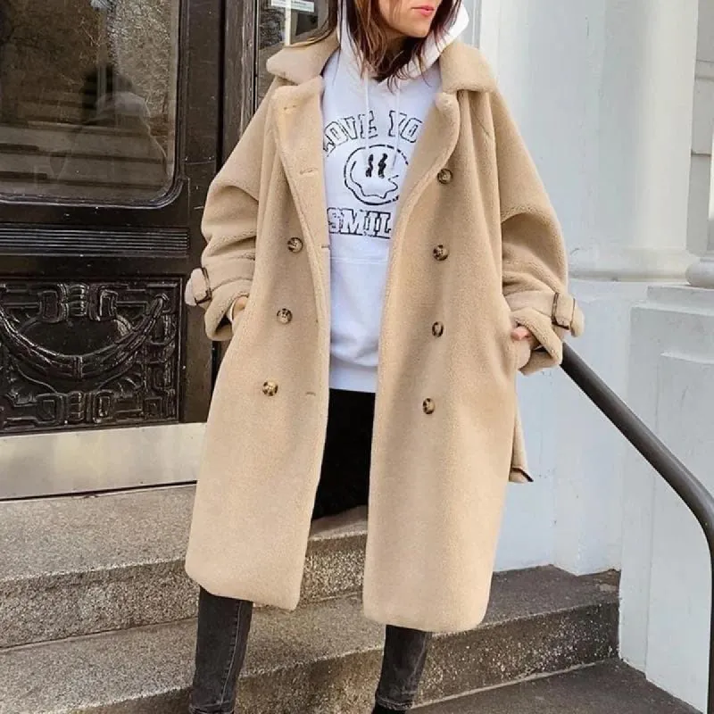 Boho Fleece Long Coat in Beige sold by Boho Mood