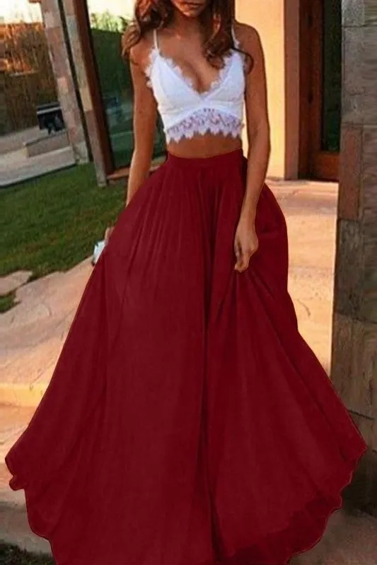 Boho Long & Flared Burgundy Skirt sold by Boho Mood