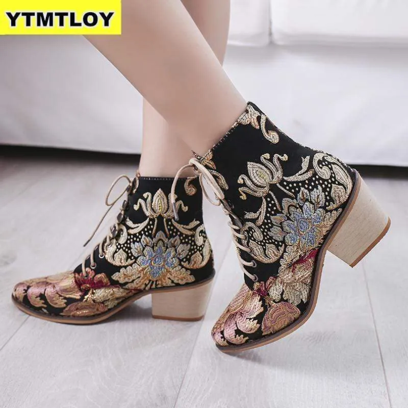 Boho Black Boots with Embroidered Flowers sold by Boho Mood