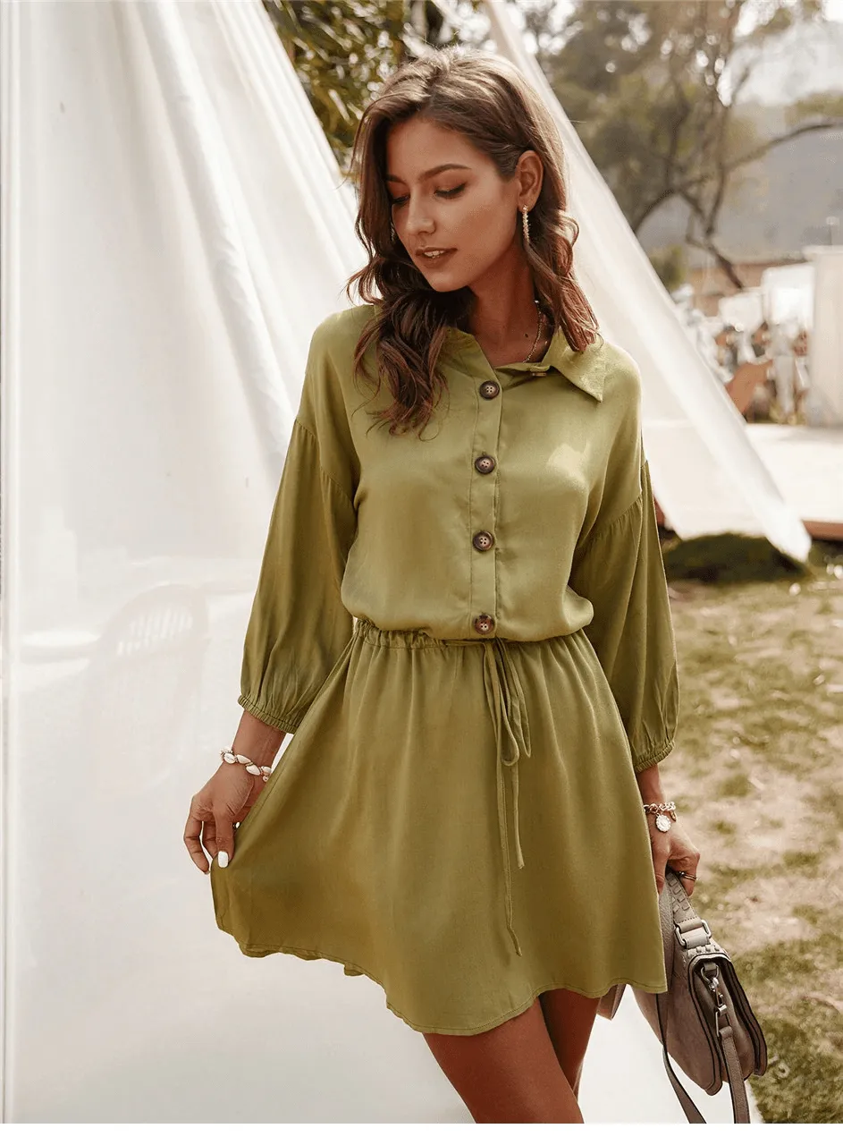 Chic Bohemian Mini Dress in Khaki Green sold by Boho Mood product image thumbnail 5