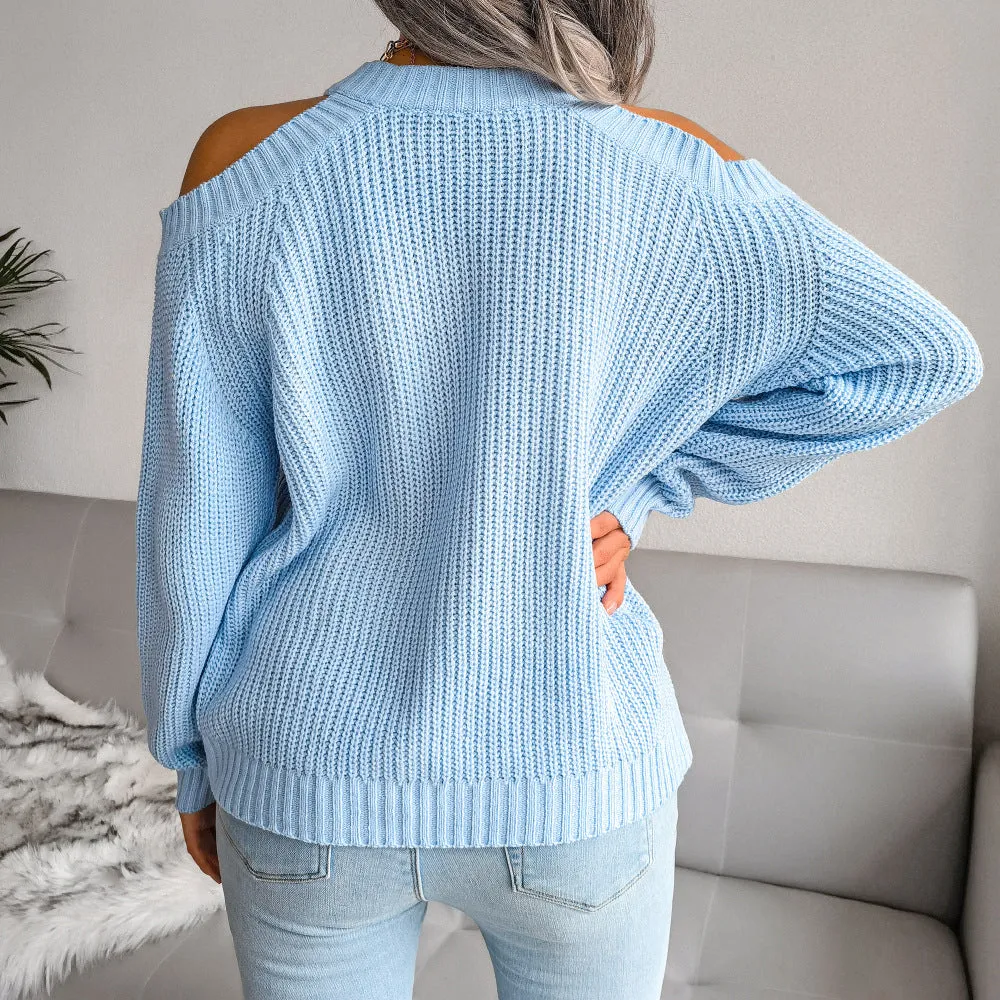 Blue Boho Sweater with openwork shoulders sold by Boho Mood product image thumbnail 3
