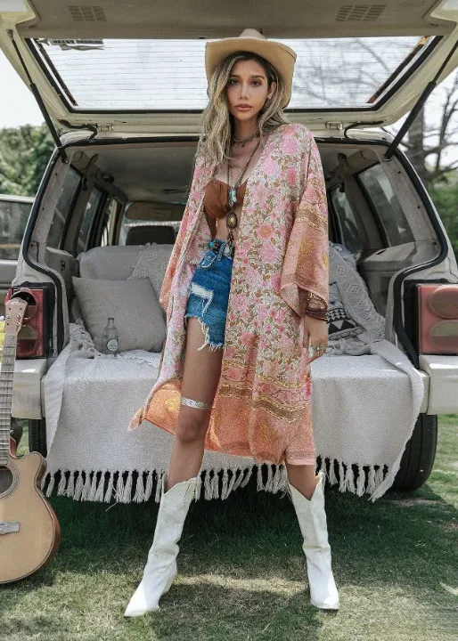 Floral Trendy Boho Pink Kimono sold by Boho Mood product image thumbnail 5