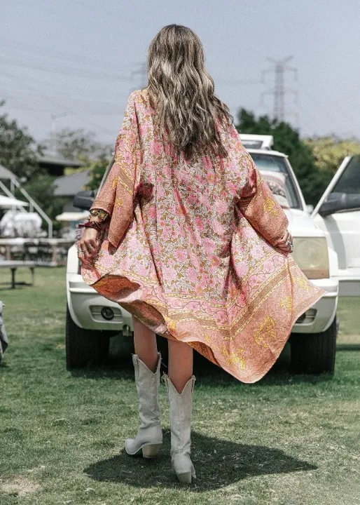 Floral Trendy Boho Pink Kimono sold by Boho Mood product image thumbnail 4