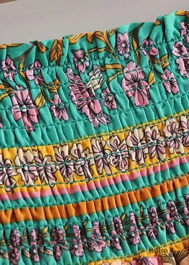 Boho Maxi flared Skirt orange asymmetrical floral pattern sold by Boho Mood product image thumbnail 4