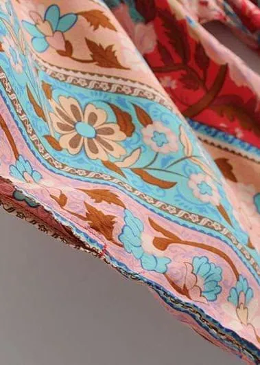 Long Boho Kimono Red Floral with Buttons sold by Boho Mood product image thumbnail 3