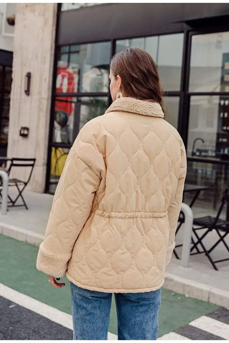 Boho Quilted Coat with Inner Fleece in Beige sold by Boho Mood product image thumbnail 2