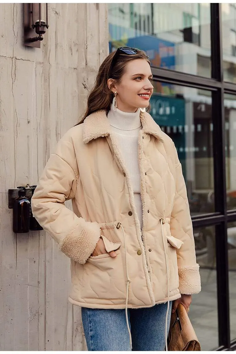 Boho Quilted Coat with Inner Fleece in Beige sold by Boho Mood product image thumbnail 3