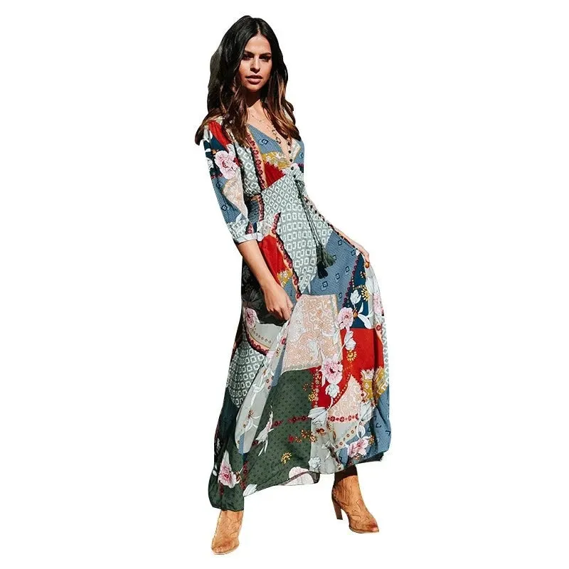 Boho Patchwork Maxi Dress sold by Boho Mood
